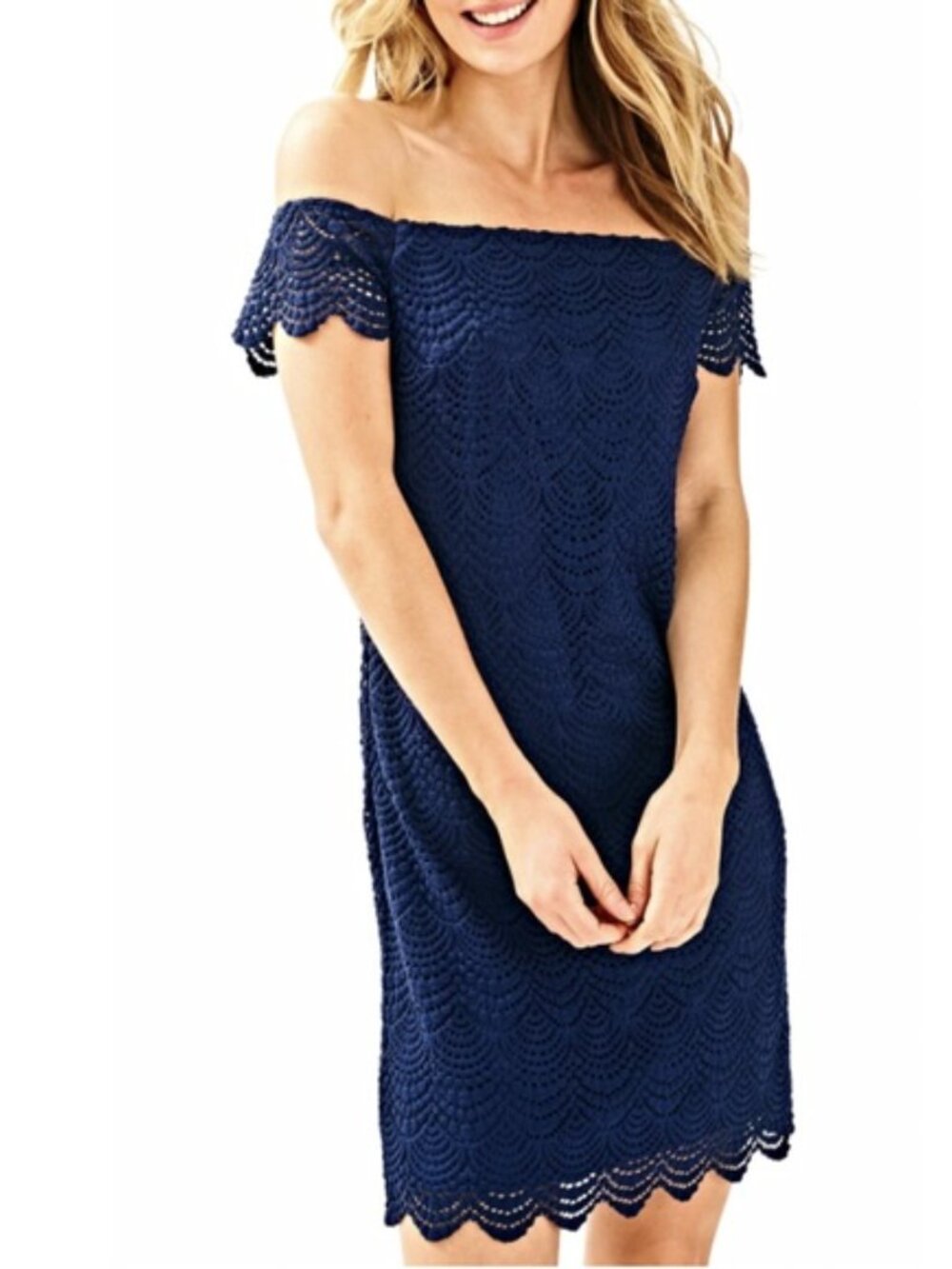 Lilly Pulitzer Jade True Navy Scalloped Lace Dress • Size Medium